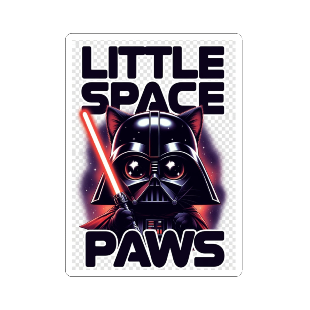 Little Space Paws Sticker — Cute Darth Cat with Red Lightsaber (Kiss-Cut)