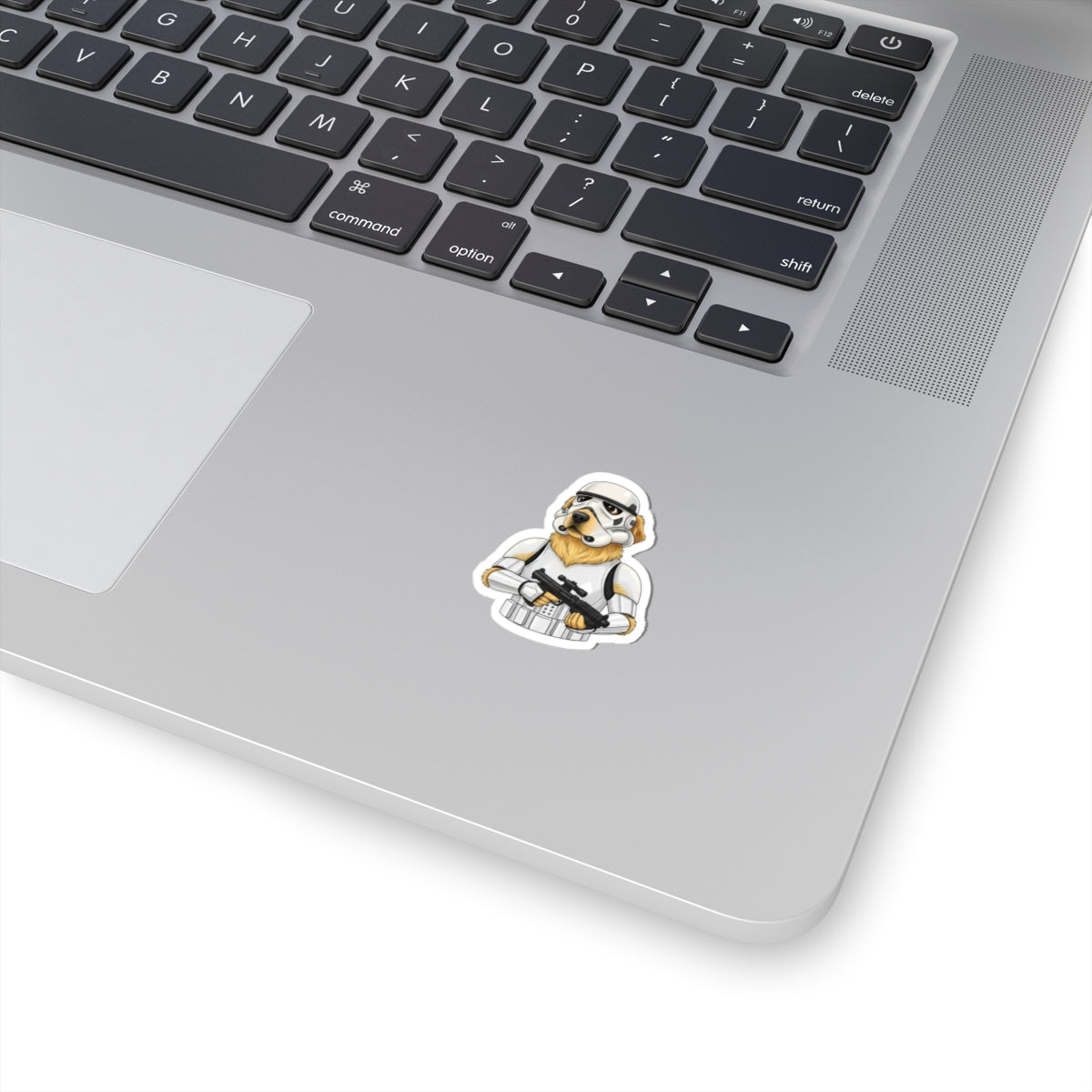 Golden Retriever Stormtrooper Sticker — Cute Dog in Stormtrooper Armor Kiss-Cut Vinyl