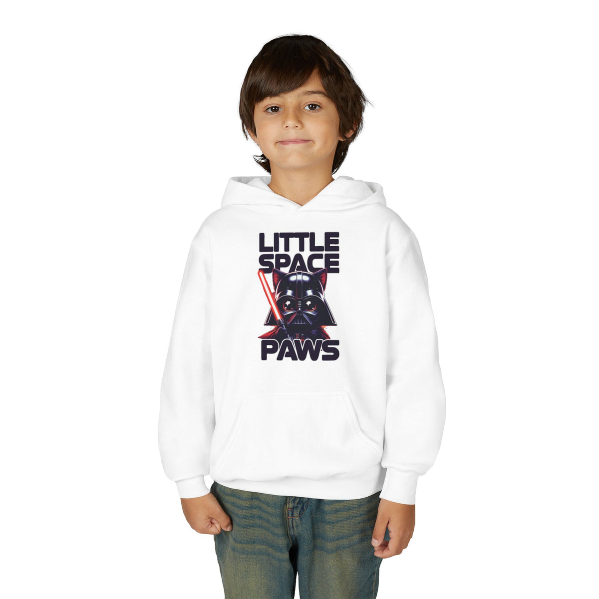 Little Jedi Paws Youth Hoodie – Kids Star Wars-Inspired Cat Graphic Hooded Sweatshirt