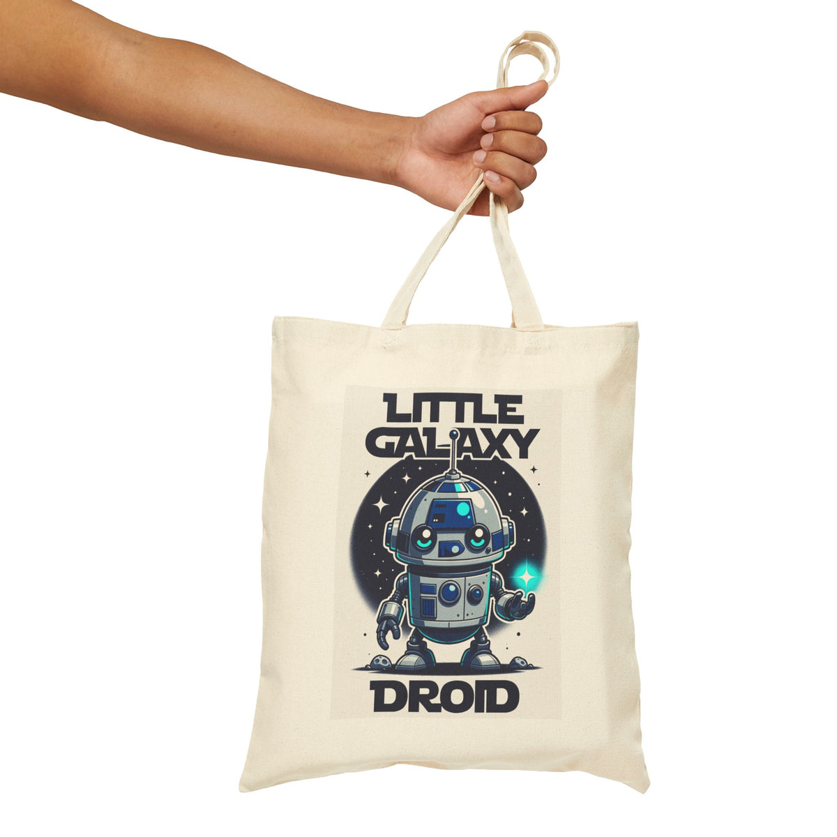 Little Galaxy Droid Tote Bag — Cute Space Robot Canvas Tote for Kids & Fans