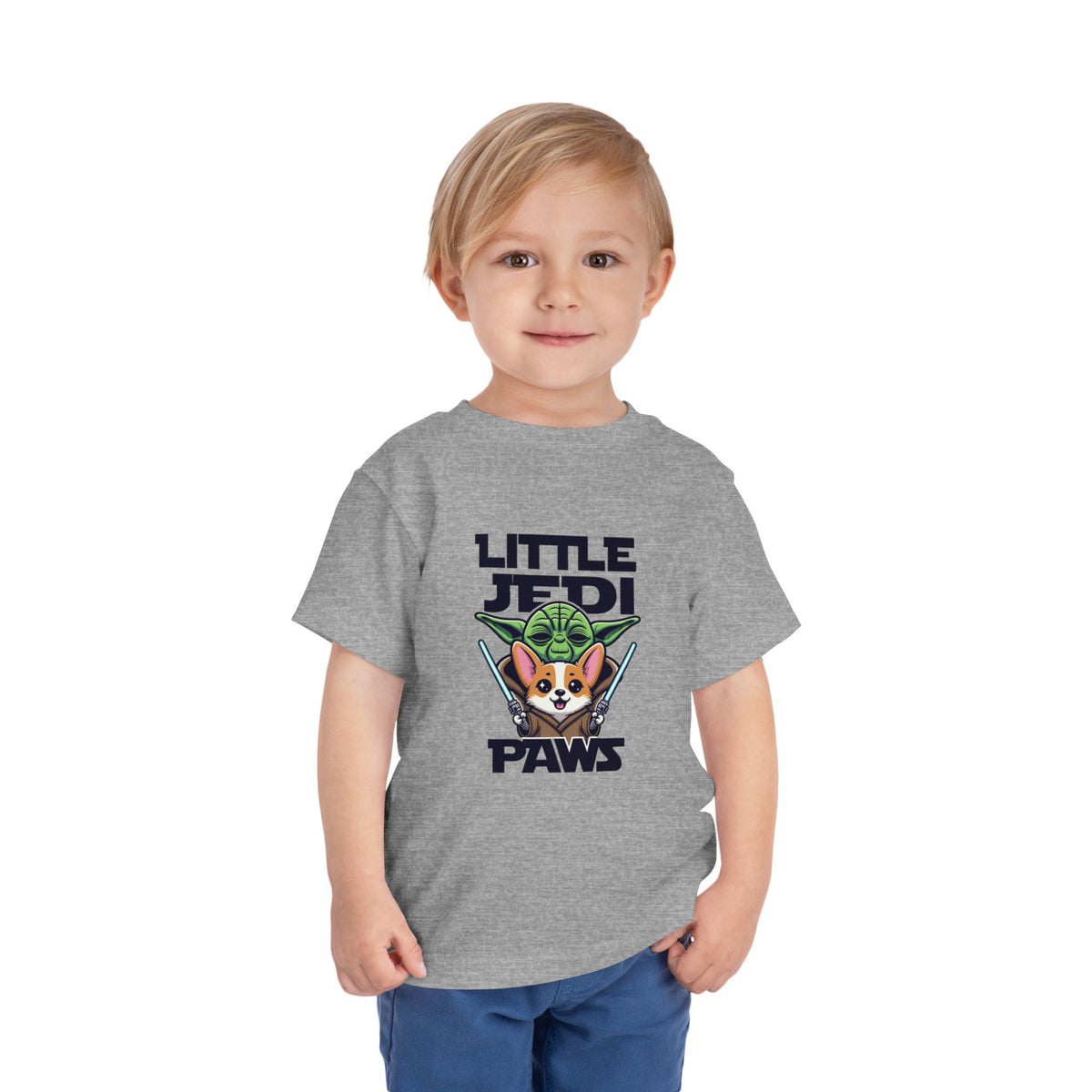 Toddler Tee — "Little Jedi Paws" Corgi Lightsaber Graphic