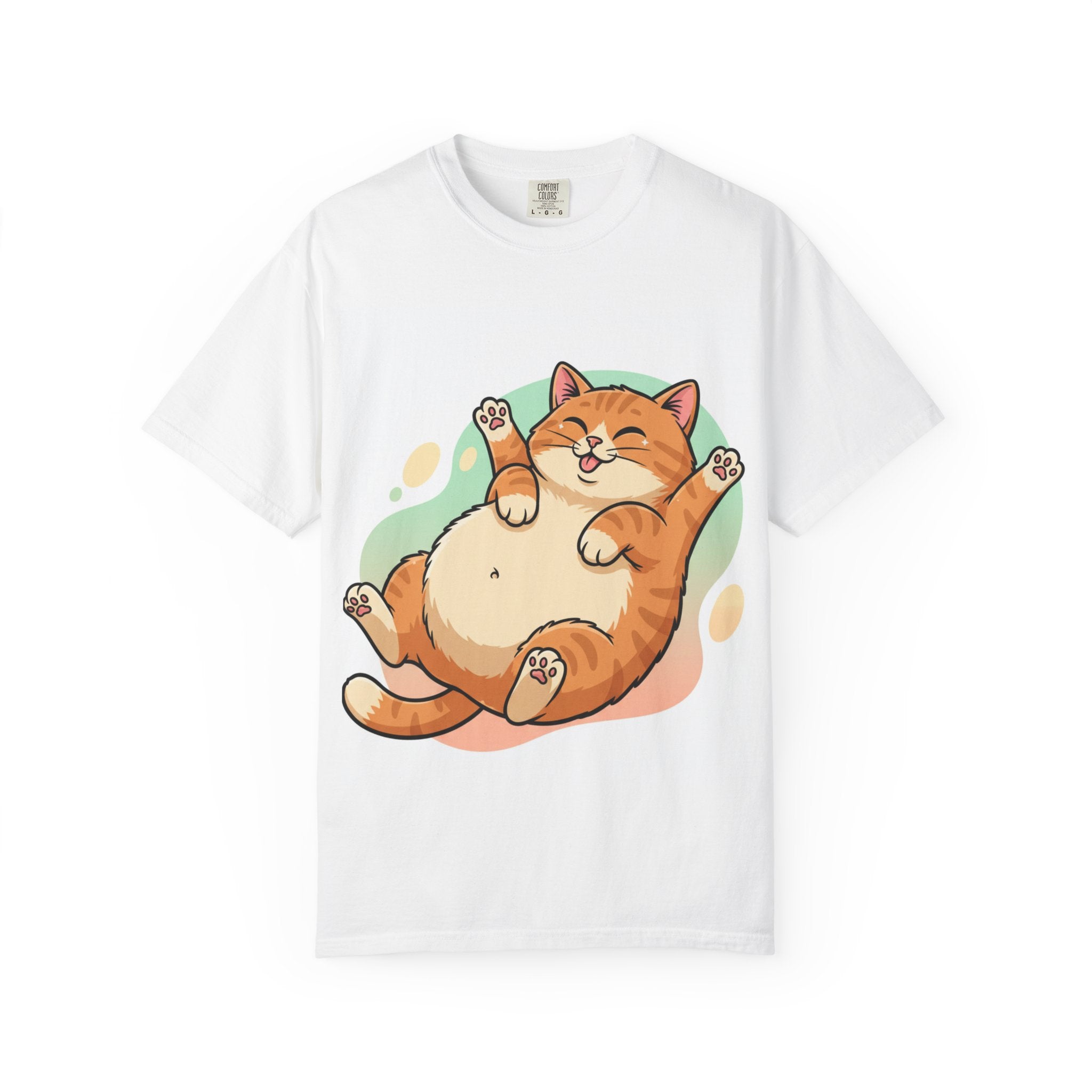Happy Chubby Cat T-Shirt — Cute Cartoon Orange Cat Graphic Tee