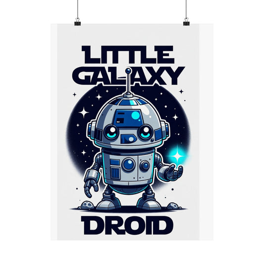Little Galaxy Droid Poster — Cute Space Robot Matte Print for Kids & Sci-Fi Fans