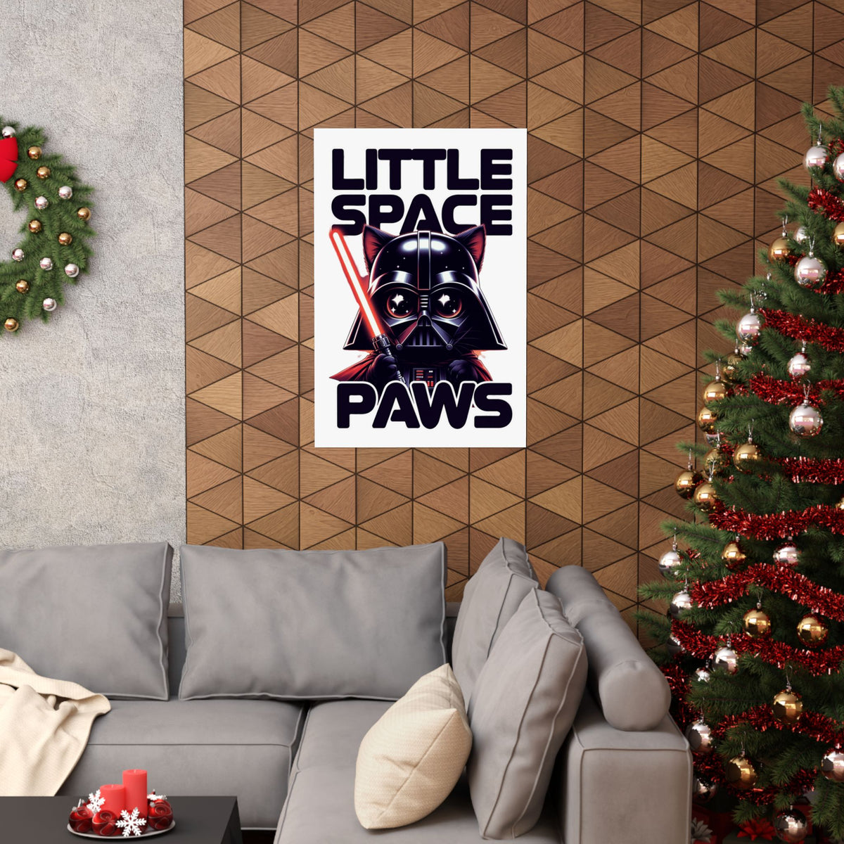 Little Space Paws Matte Poster — Cute Darth Vader Cat Wall Art