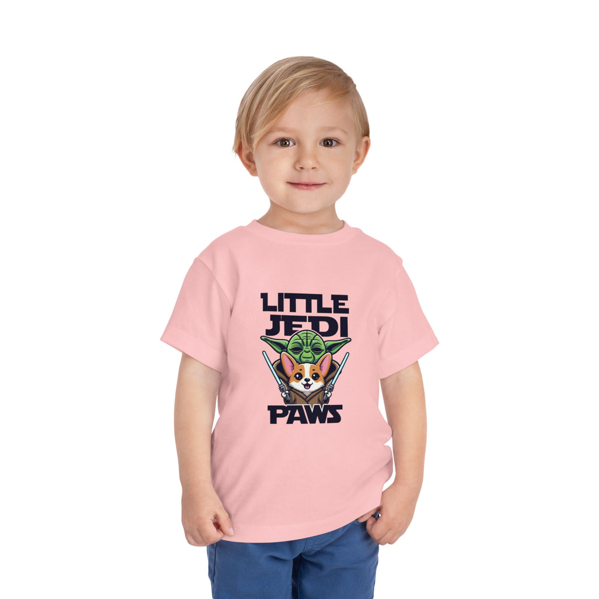 Toddler Tee — "Little Jedi Paws" Corgi Lightsaber Graphic