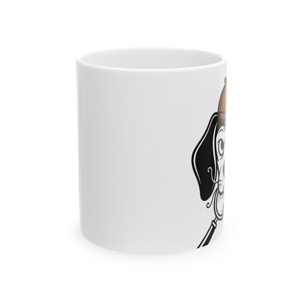 Beagle Detective Ceramic Mug & Tea Cup — Cute Noir Pet Illustration (11oz/15oz)