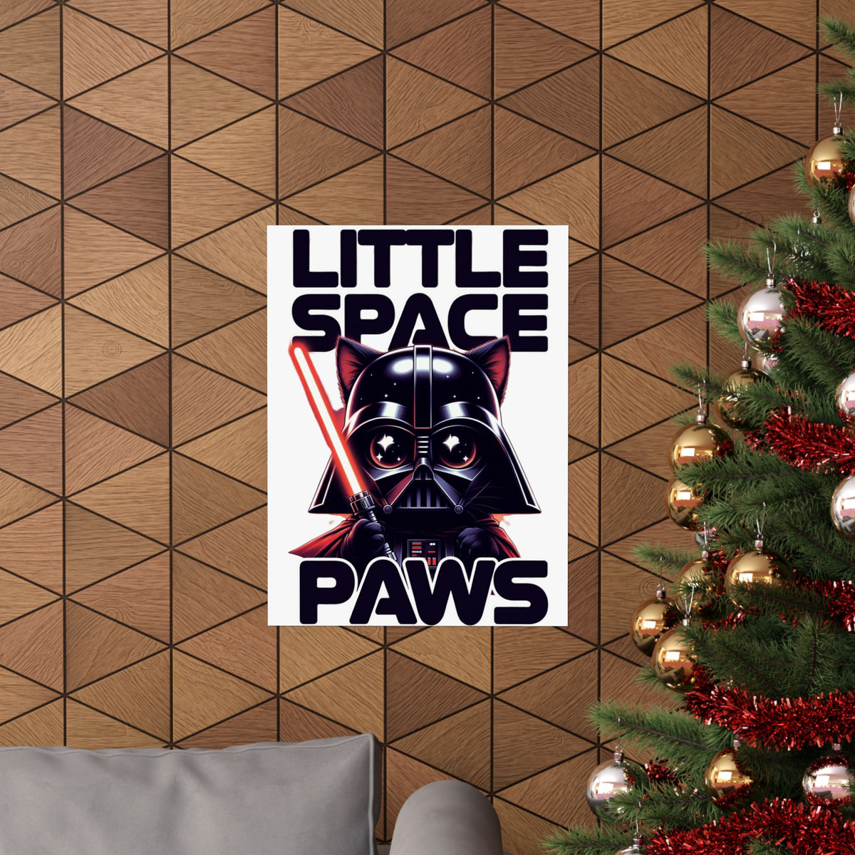 Little Space Paws Matte Poster — Cute Darth Vader Cat Wall Art