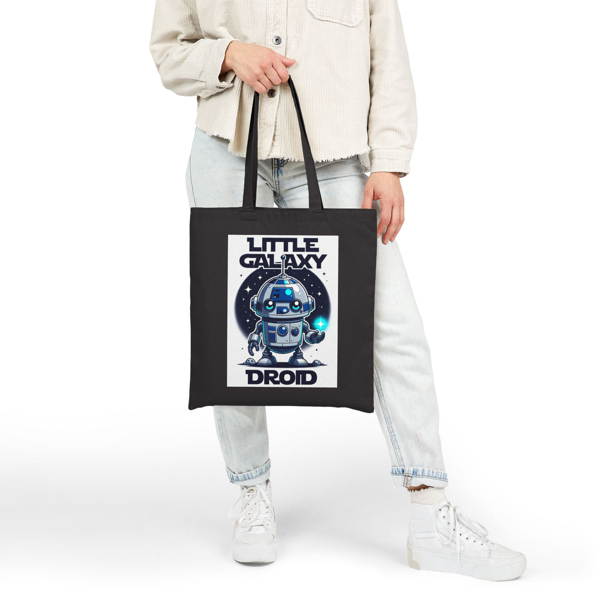 Little Galaxy Droid Tote Bag — Cute Space Robot Canvas Tote for Kids & Fans