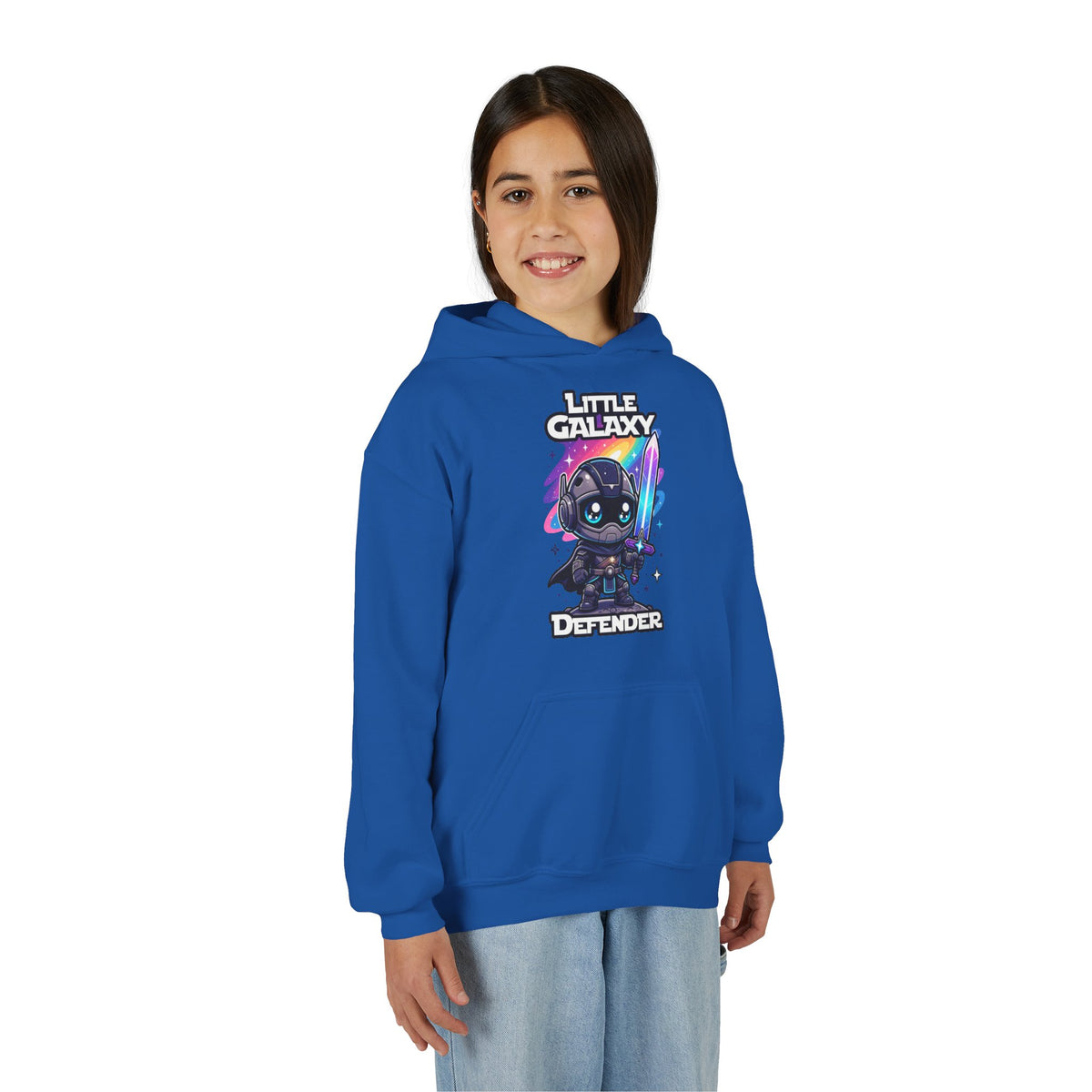 Little Galaxy Defender Youth Hoodie – Kids Cute Space Warrior Hooded Sweatshirt