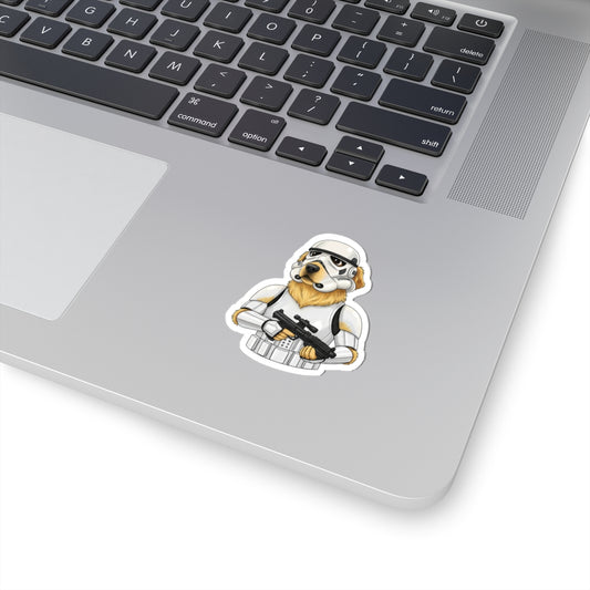 Golden Retriever Stormtrooper Sticker — Cute Dog in Stormtrooper Armor Kiss-Cut Vinyl