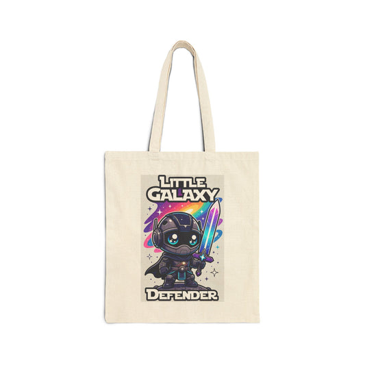 Little Galaxy Defender Tote Bag — Cute Space Hero Cotton Canvas Tote