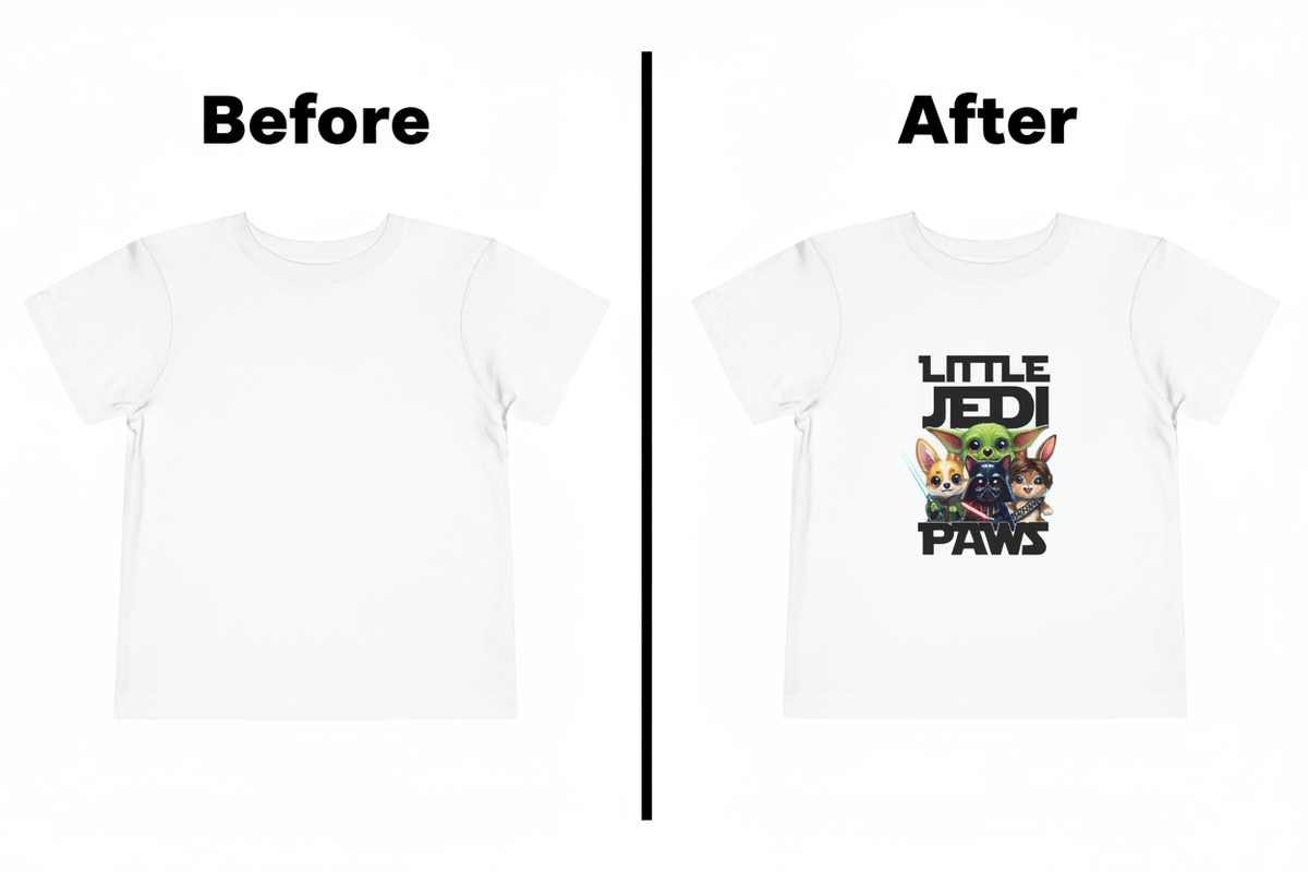 Little Jedi Paws Toddler Tee Before/After