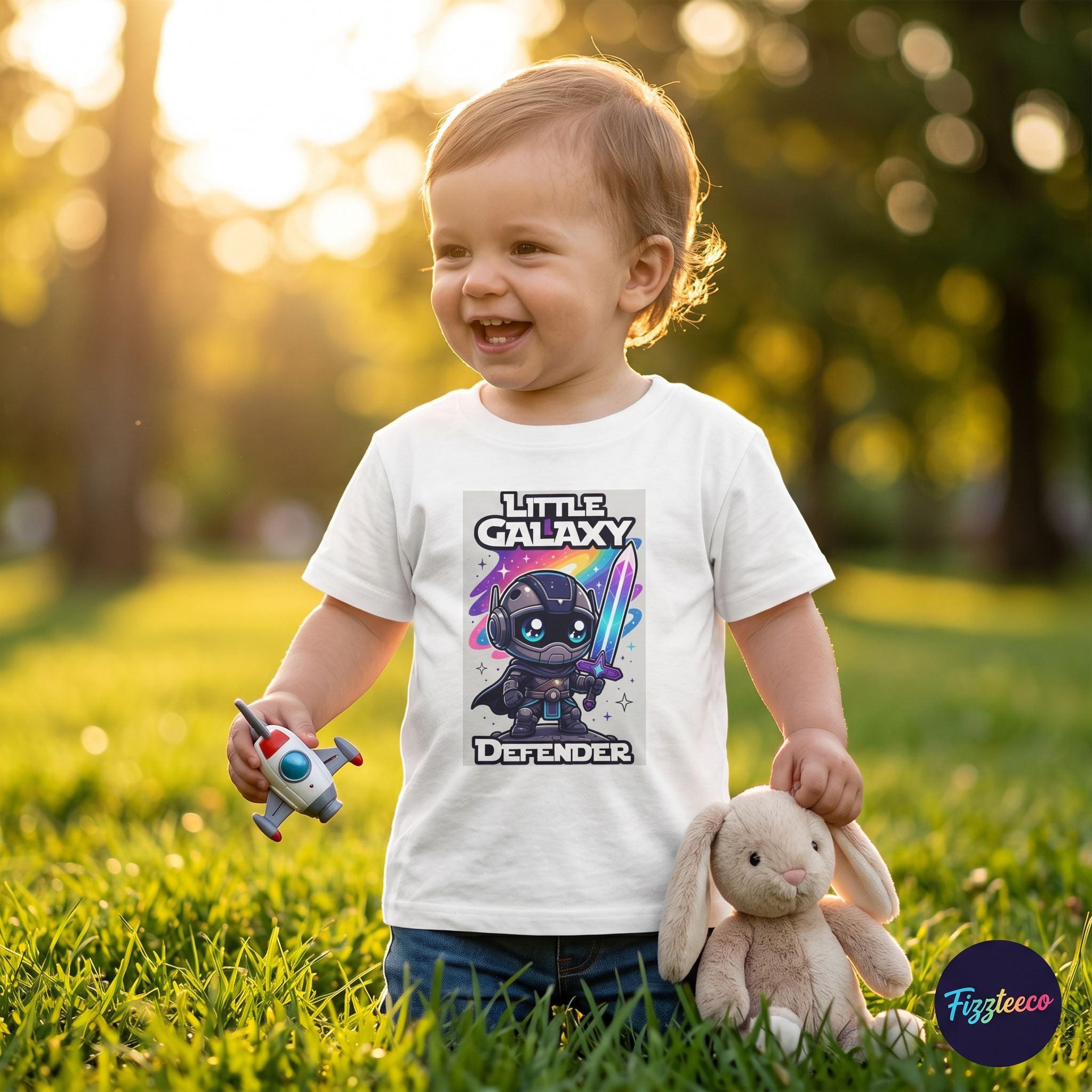 Little Galaxy Defender Kids T-Shirt – Cute Space Warrior Cartoon Tee