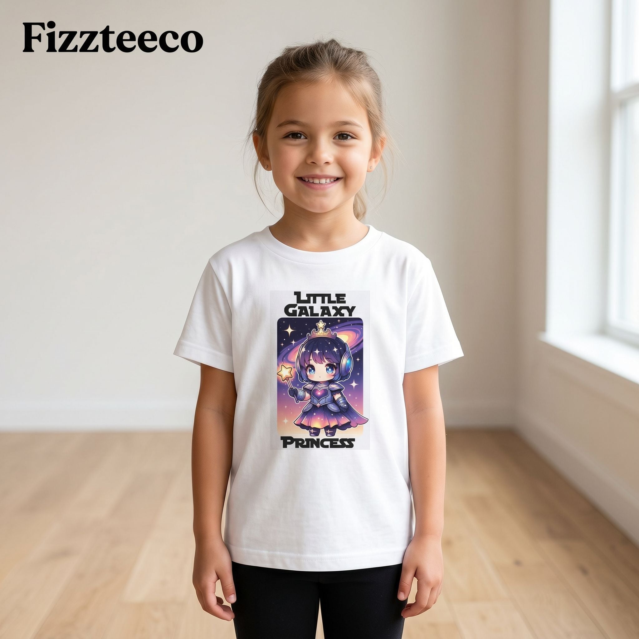 Little Galaxy Princess Kids T-Shirt – Cute Space Cartoon Tee for Girls